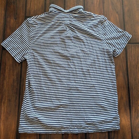 Polo Ralph Lauren Mens X-Large Short Sleeve Polo Shirt Striped Dark Blue White - Picture 4 of 5